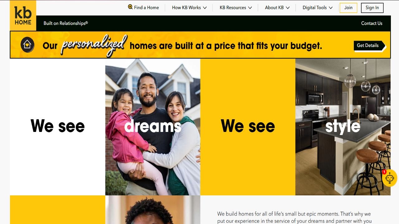 Website preview: KB Home