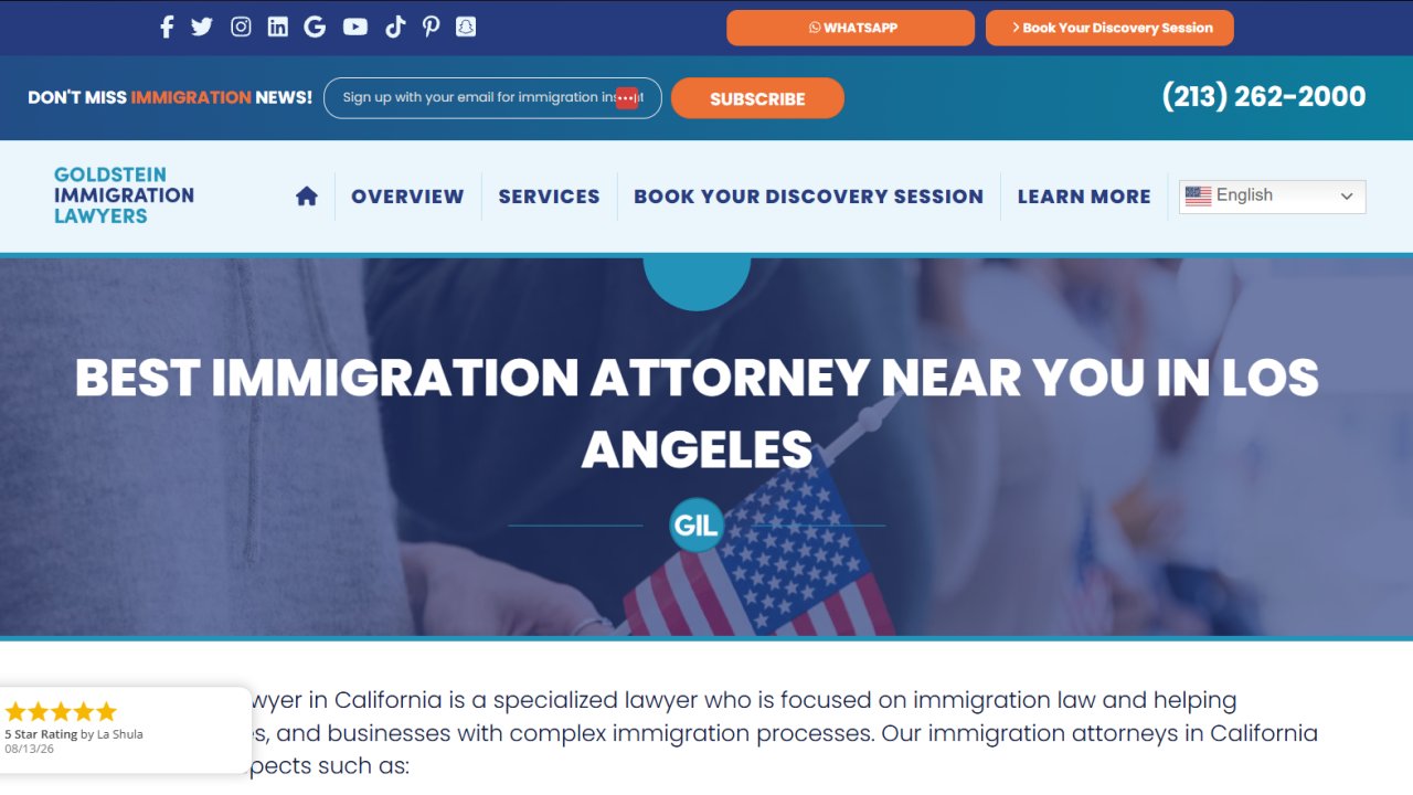 Website preview: Goldstein Immigration Lawyers California