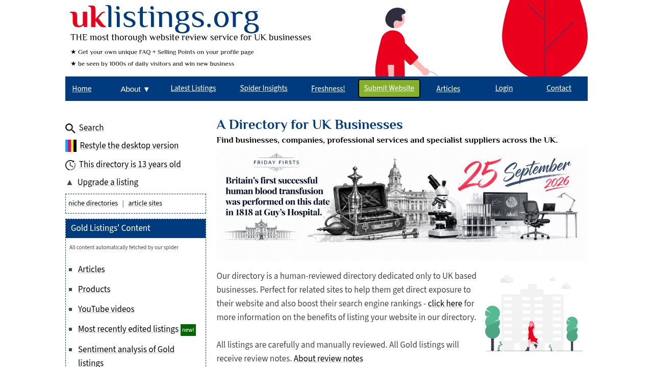 Website preview: UK Business Directory