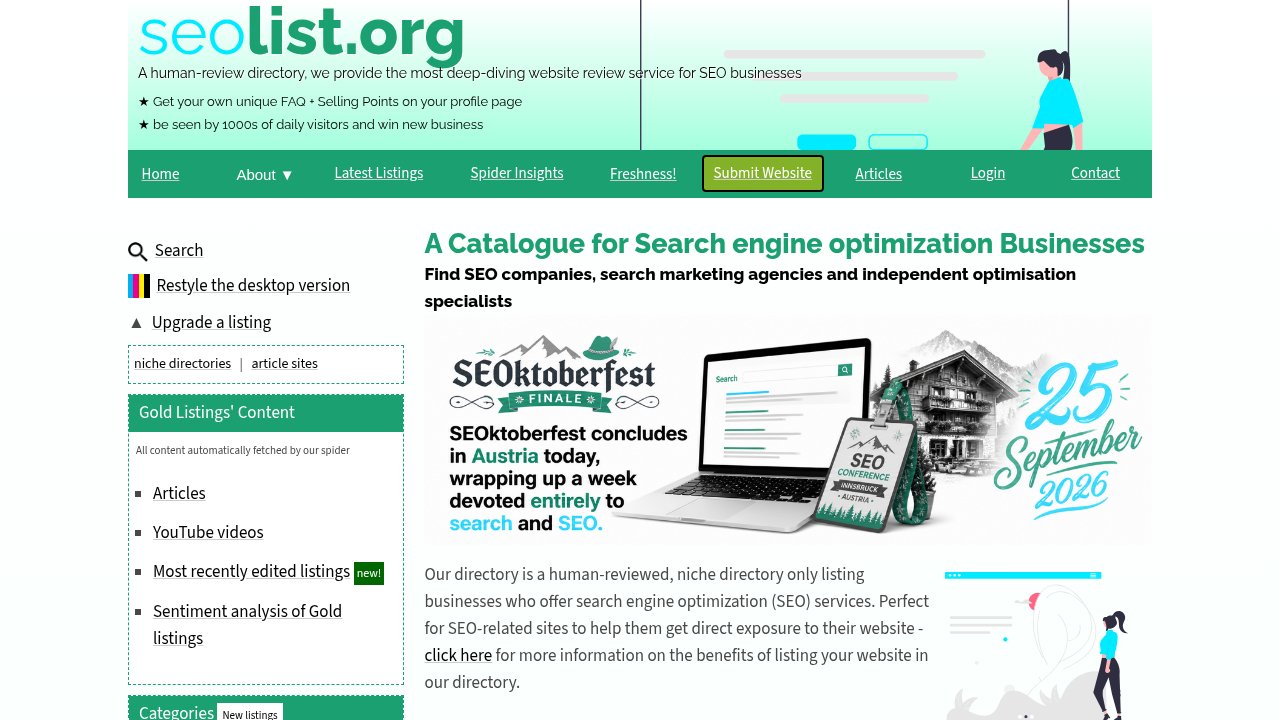 Website preview: SEO List