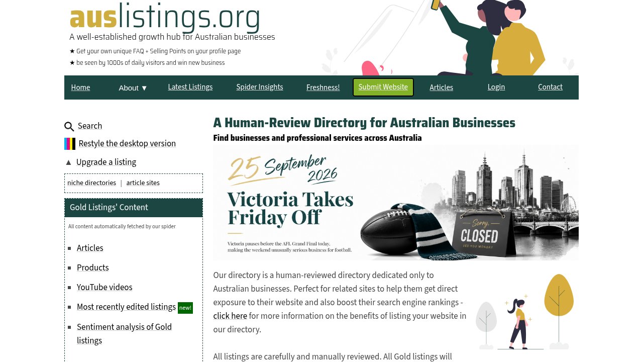 Website preview: Aus Listings