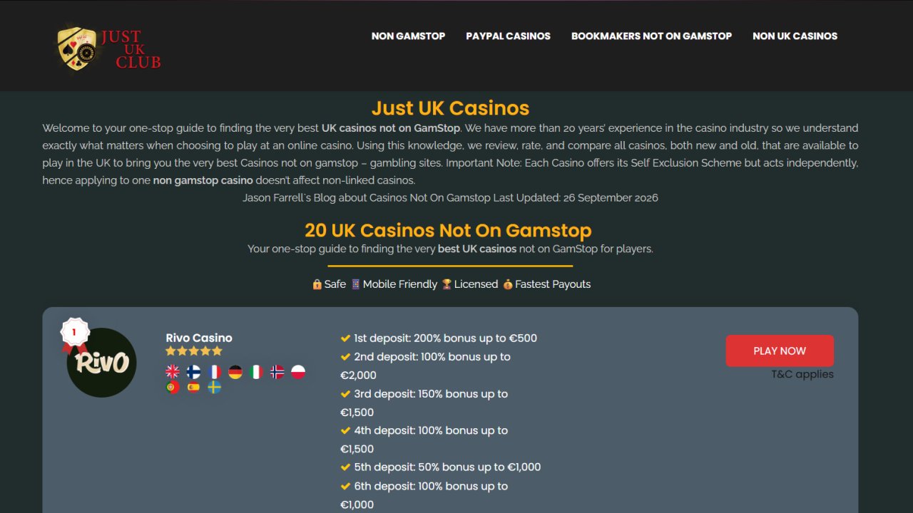 Website preview: Just UK Club