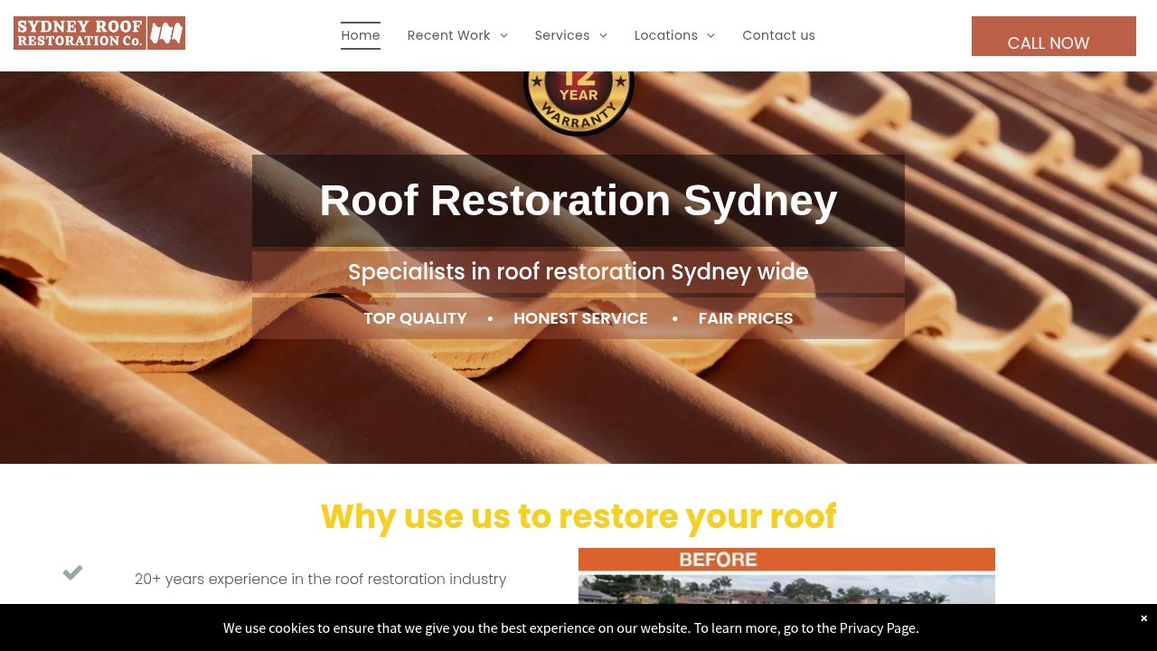 Website preview: Roof Restoration in Sydney