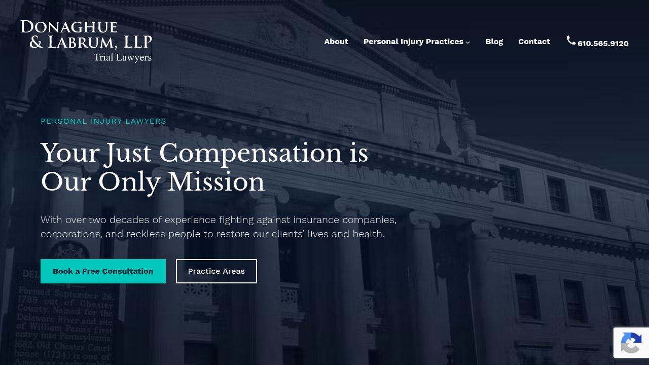 Website preview: Pennsylvania Personal Injury and Medical Malpractice Lawyers