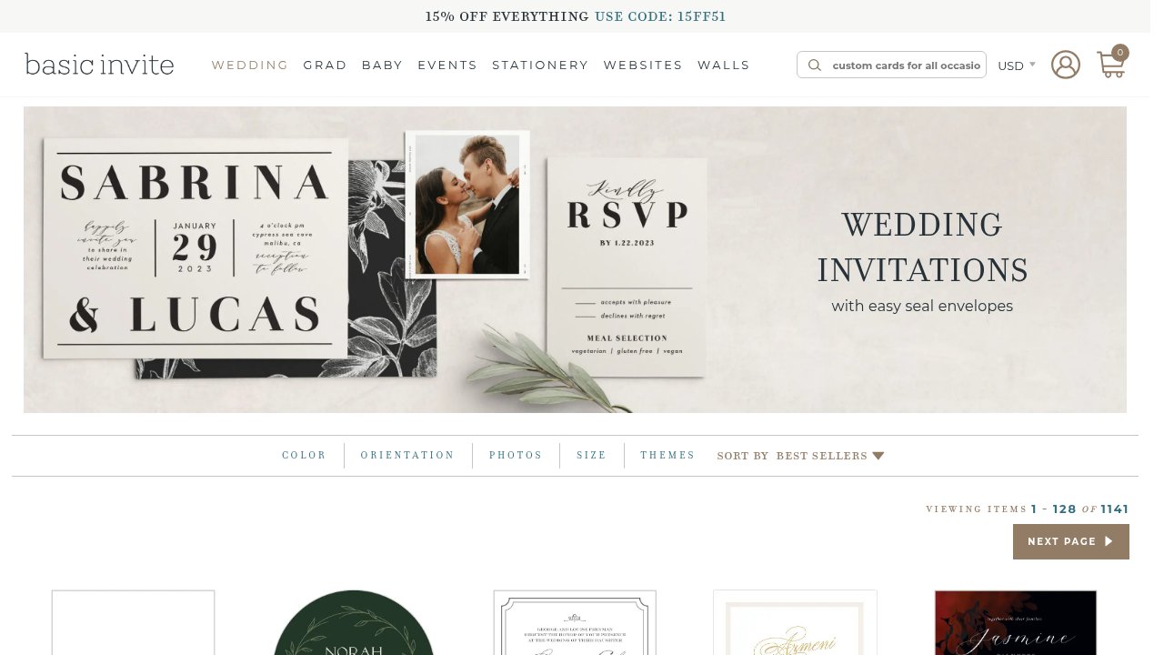 Website preview: 1000 Plus Wedding Invitations