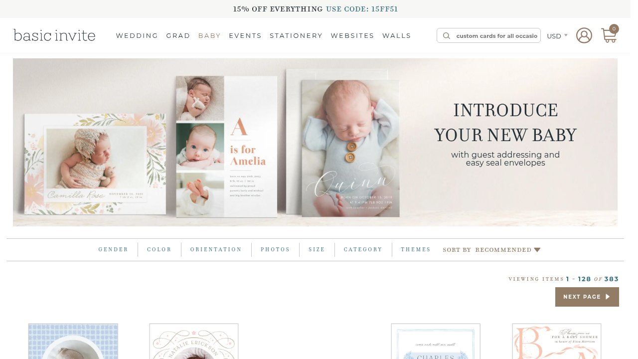 Website preview: Birth Announcements