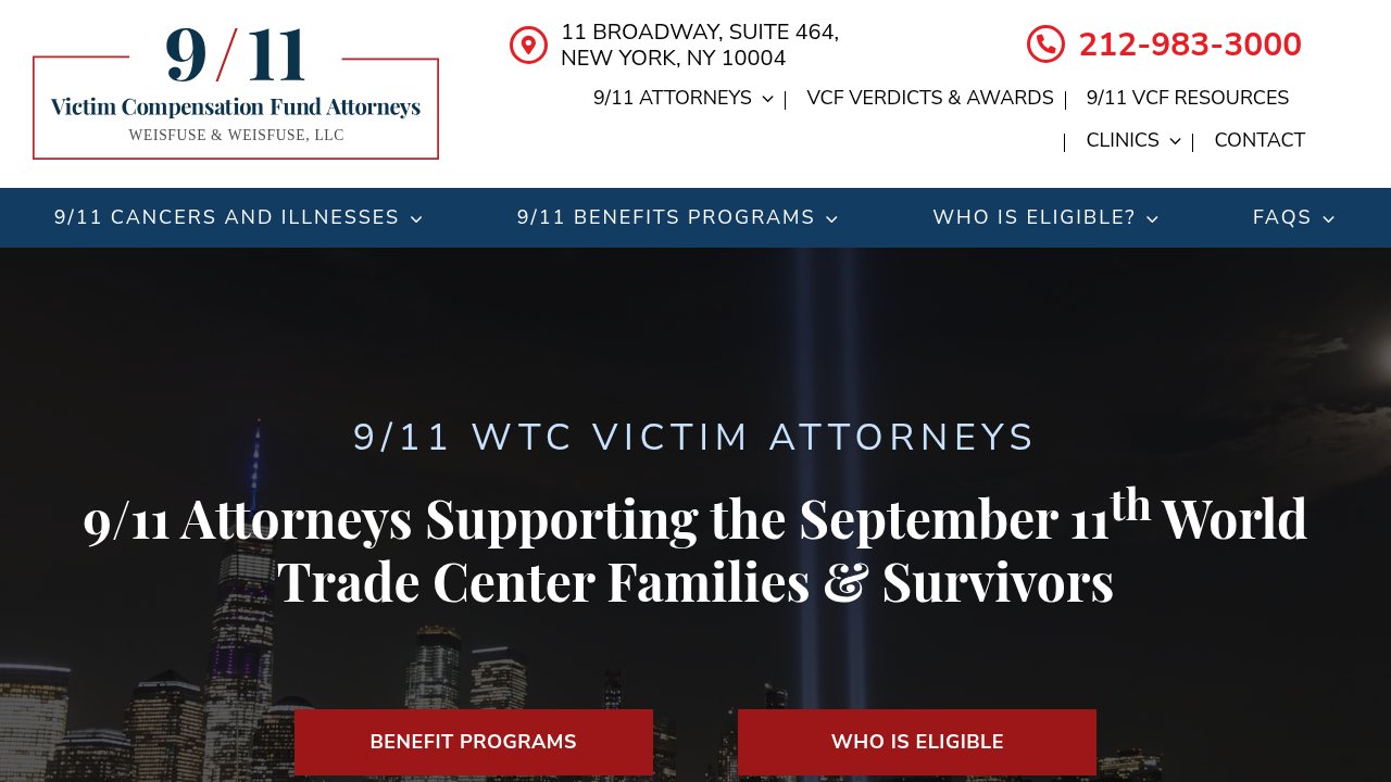 Website preview: 9/11 Fund Lawyers At Weisfuse & Weisfuse, LLP