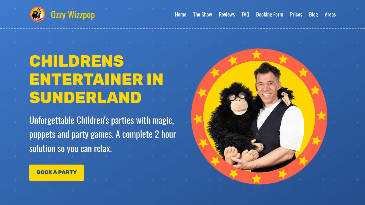 Website preview: Ozzy Wizzpop Childrens Entertainer