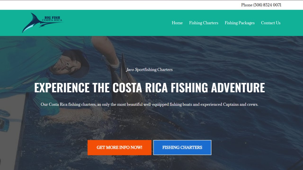 Website preview: Big Fish Costa Rica - Fishing Charters