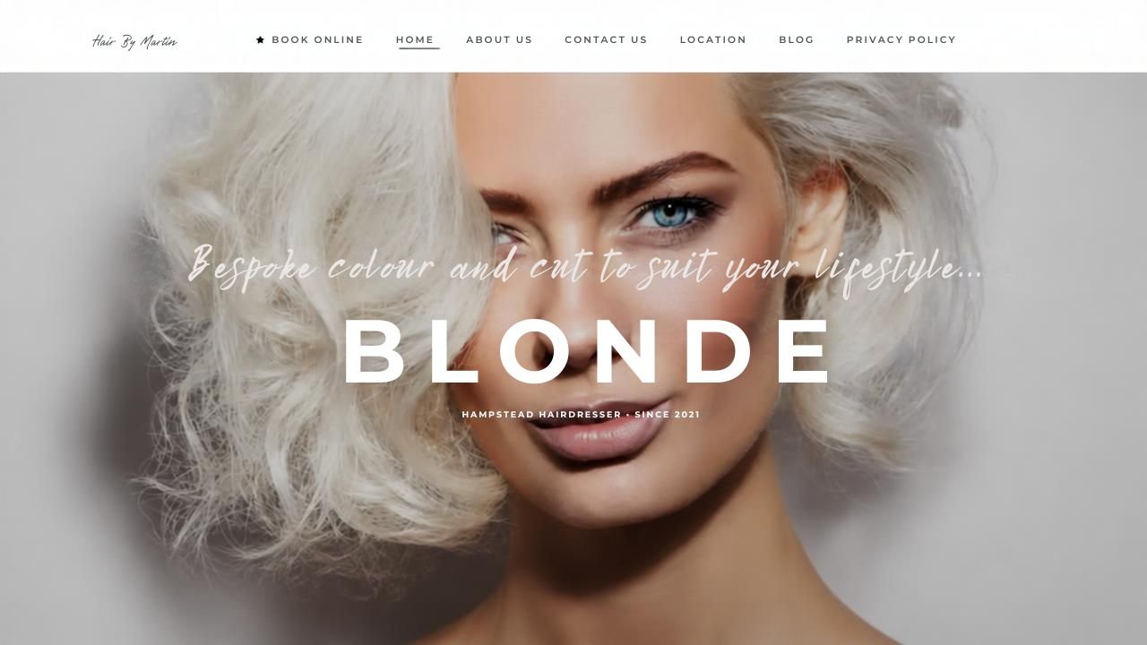 Website preview: Hair by Martin Hampstead Hairdresser