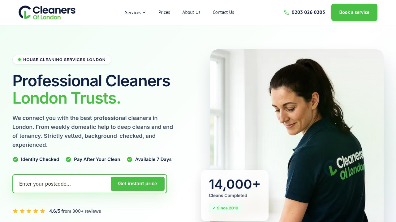 Website preview: Cleaners of London | Professional Cleaning Company in London
