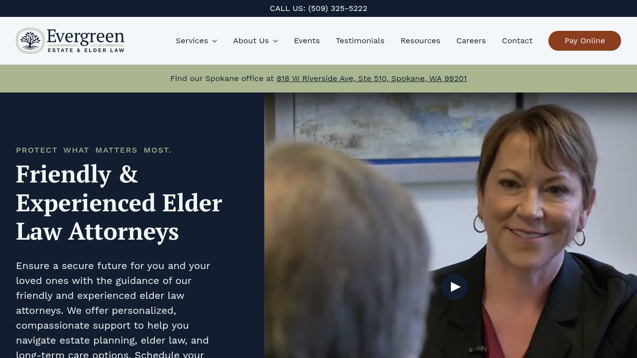 Website preview: Evergreen Elder Law - Spokane Family Law