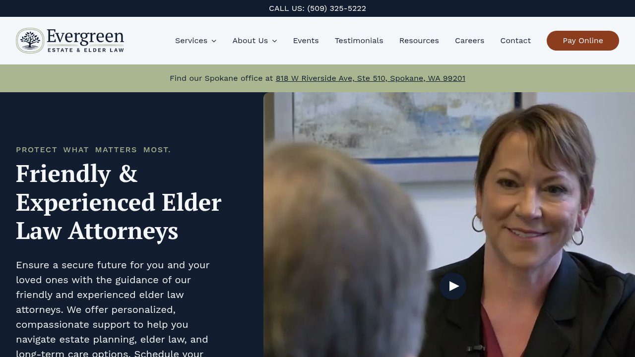 Website preview: Evergreen Elder Law - Spokane Family Law
