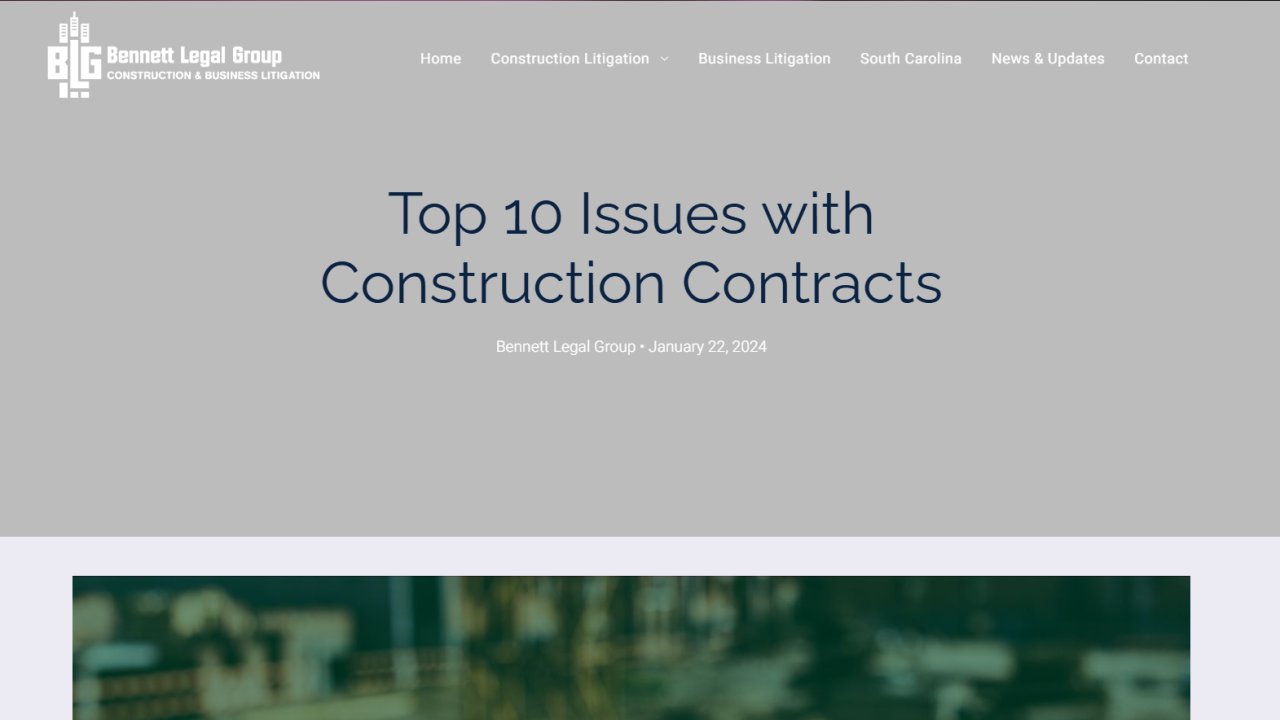 Website preview: Top 10 Issues with Construction Contracts