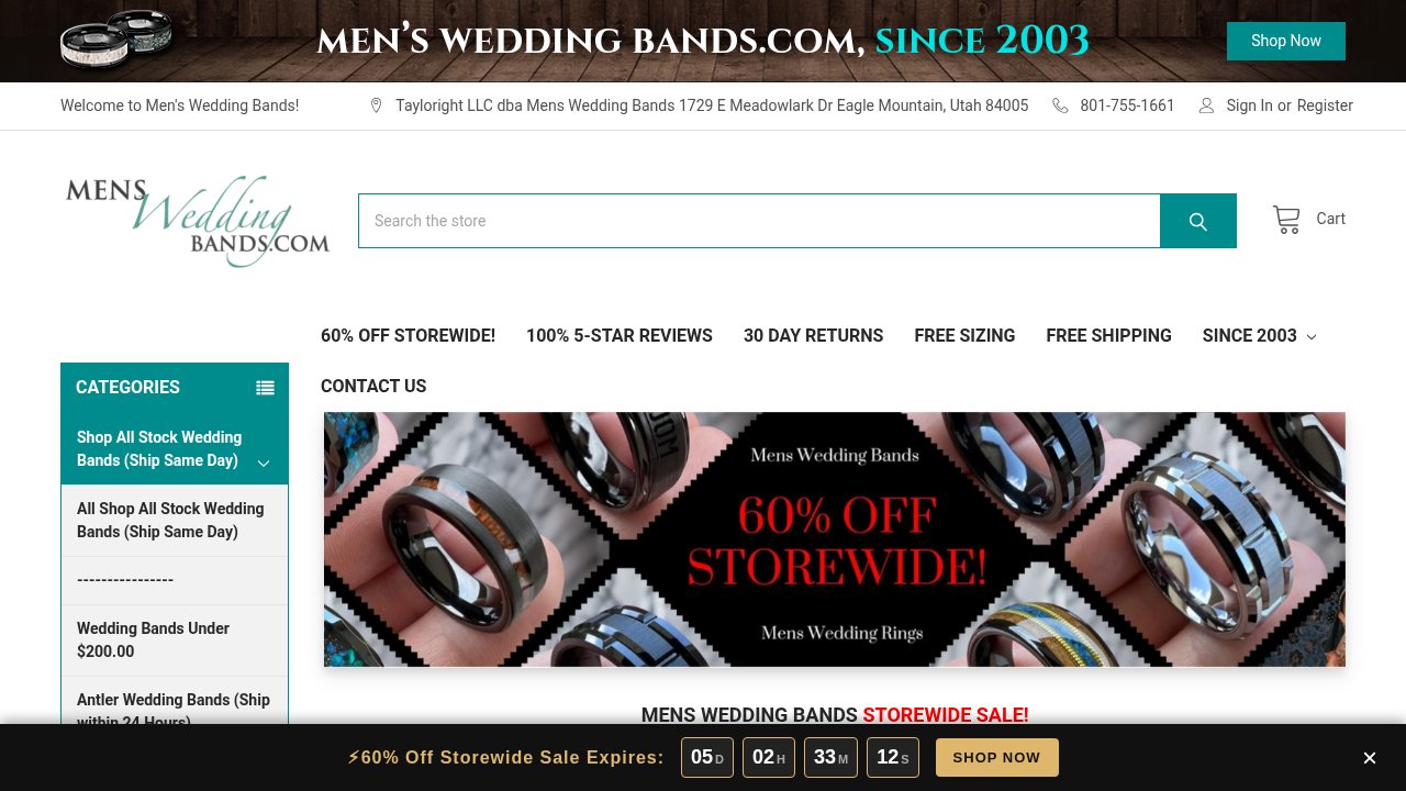 Website preview: MensWeddingBands.com