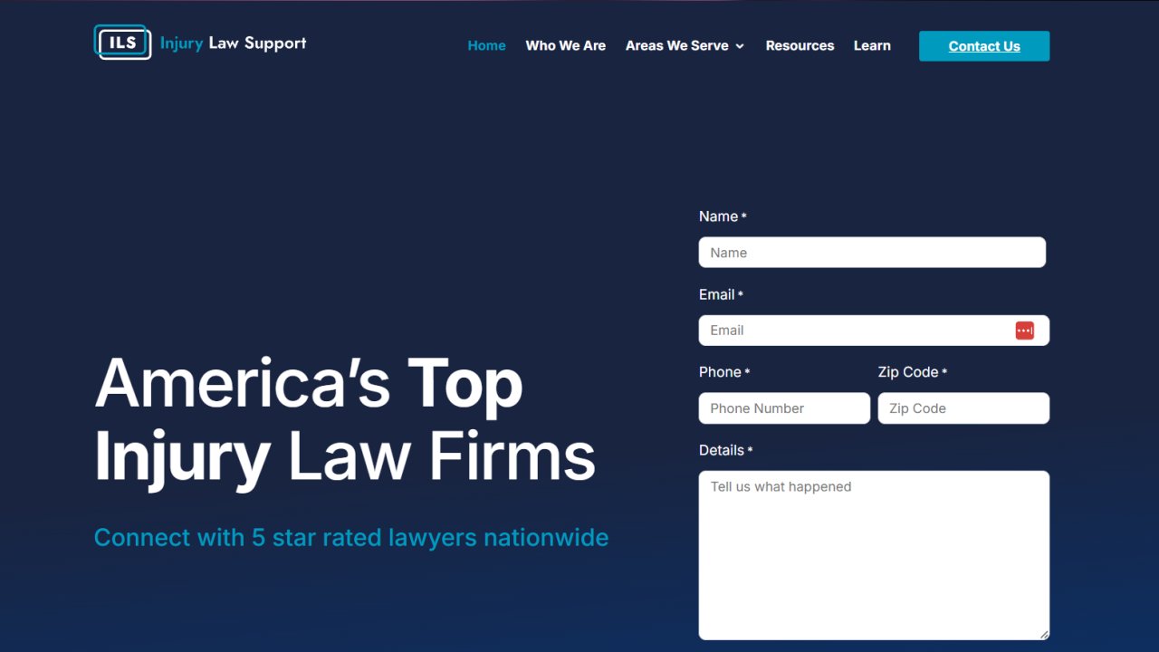 Website preview: Injury Law Support