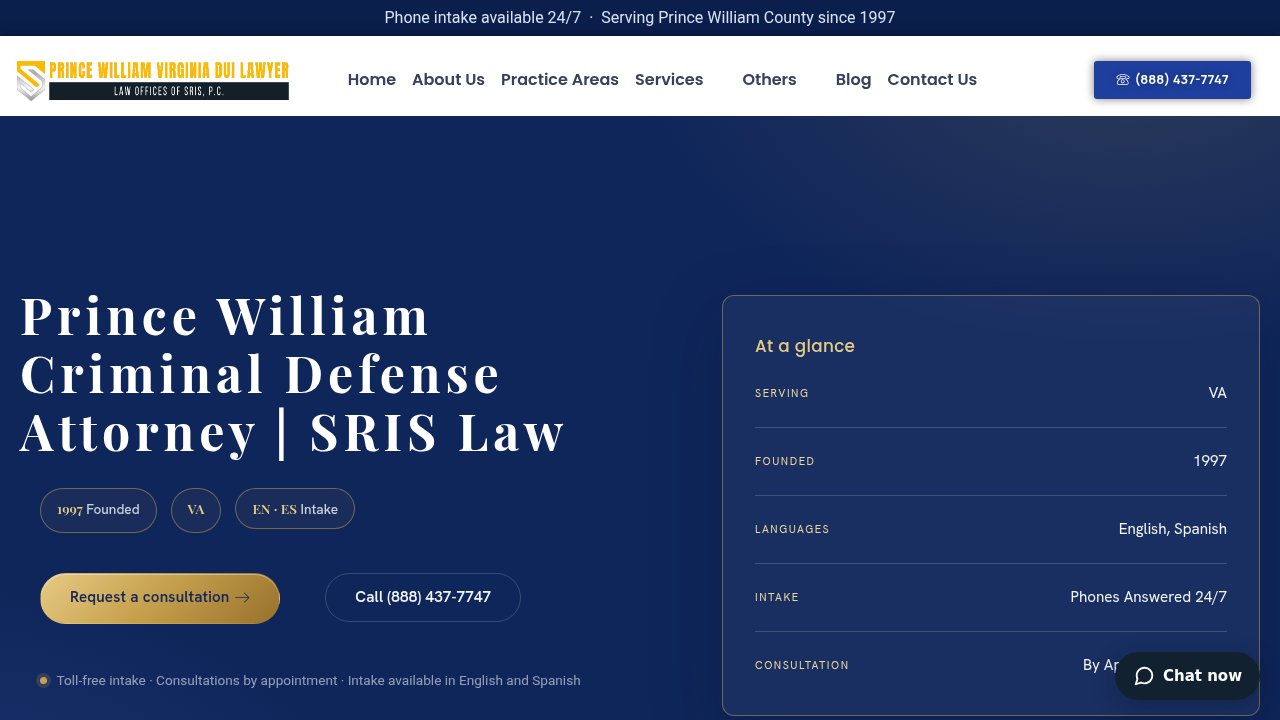 Website preview: Criminal Defense Attorney Prince William County