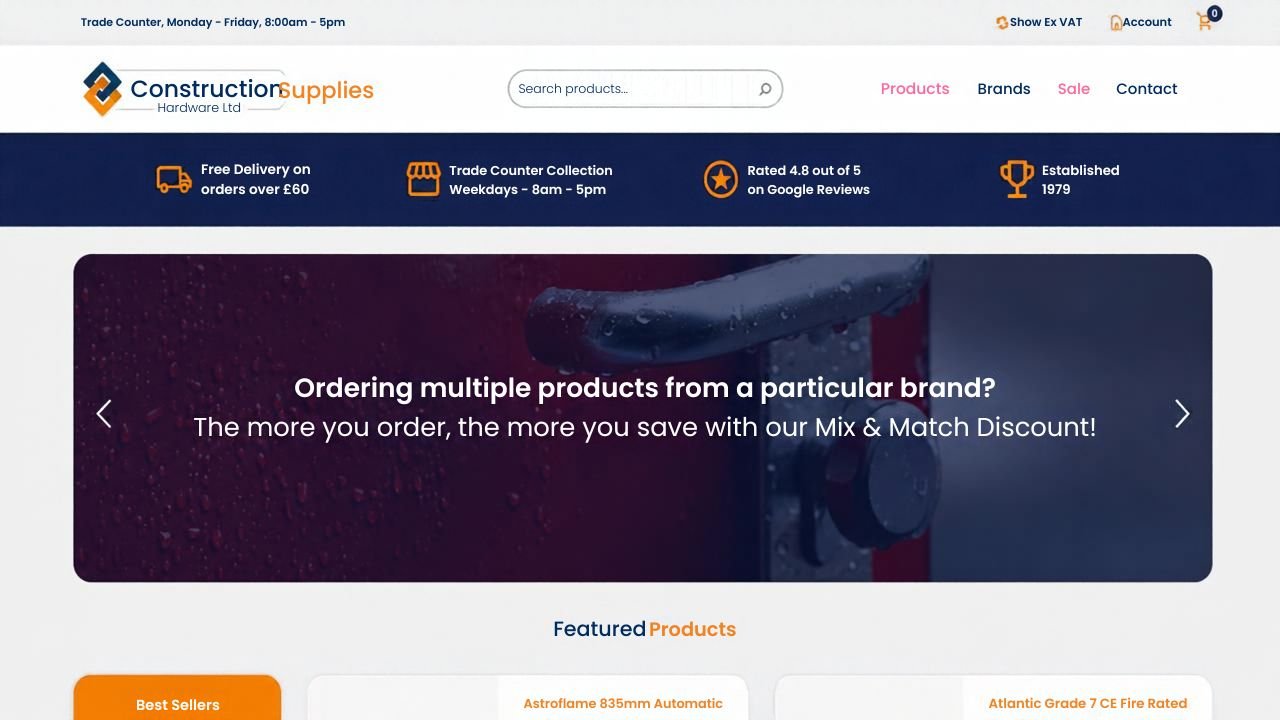 Website preview: Construction Supplies Hardware Ltd.