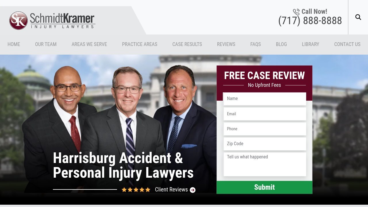 Website preview: Schmidt Kramer, P.C. - Harrisburg Personal Injury Lawyers