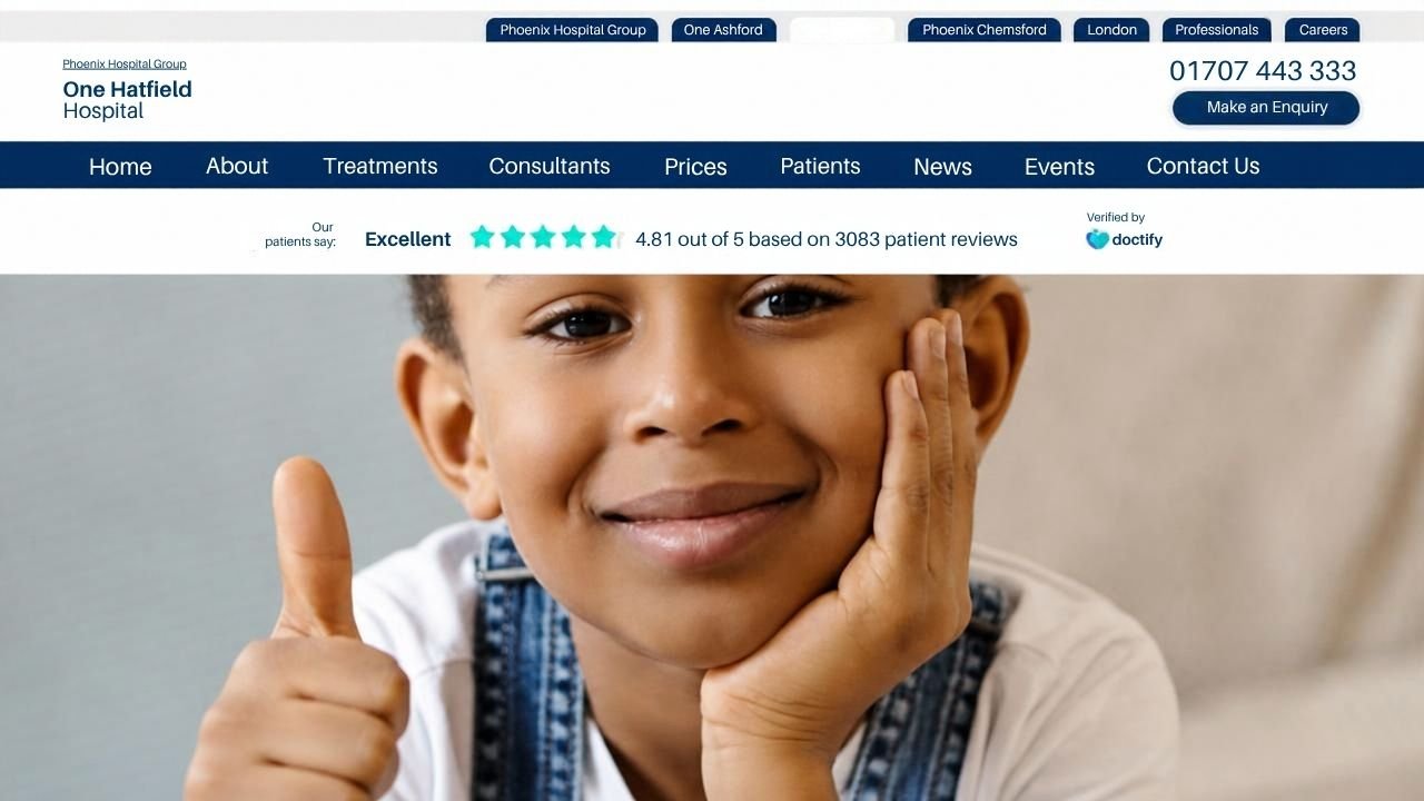 Website preview: One Hatfield Hospital