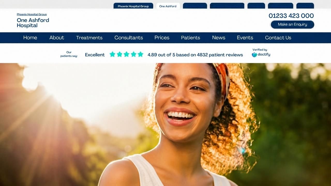 Website preview: One Ashford Hospital