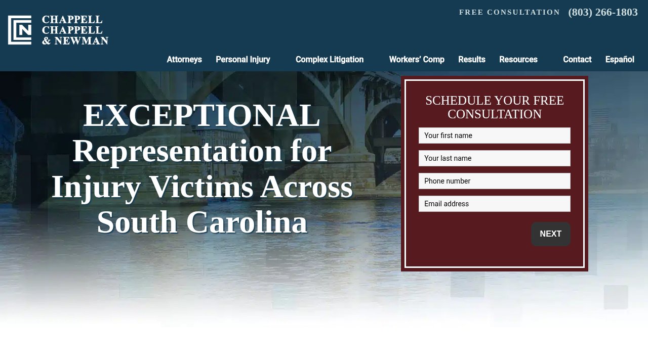 Website preview: Columbia, SC personal injury attorneys