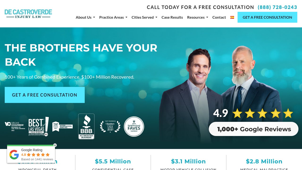 Website preview: De Castroverde Accident & Injury Lawyers