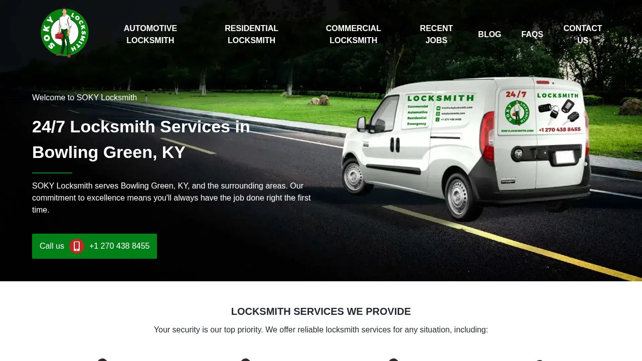 Website preview: SOKY Locksmith - 24/7 Locksmith Services in Bowling Green KY