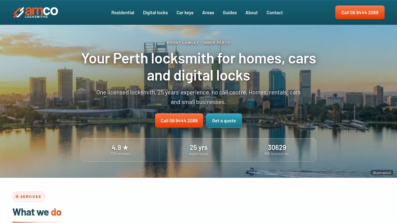Website preview: Amco Locksmith